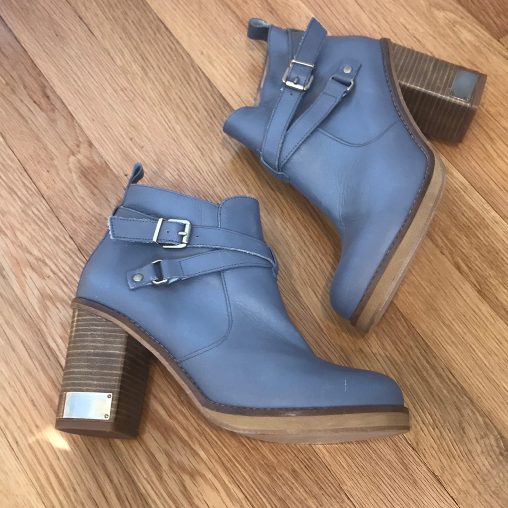 NewTop Shop Pale Blue Buckle Ankle Booties